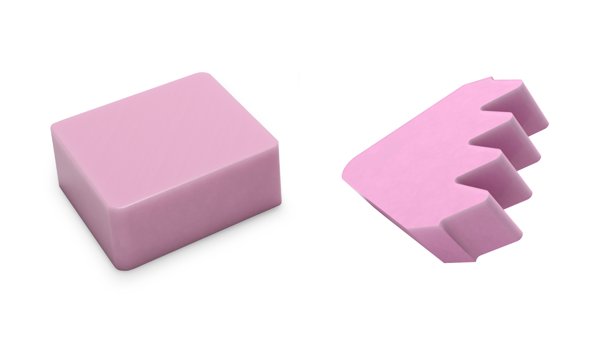 Two pink-coloured cutting parts