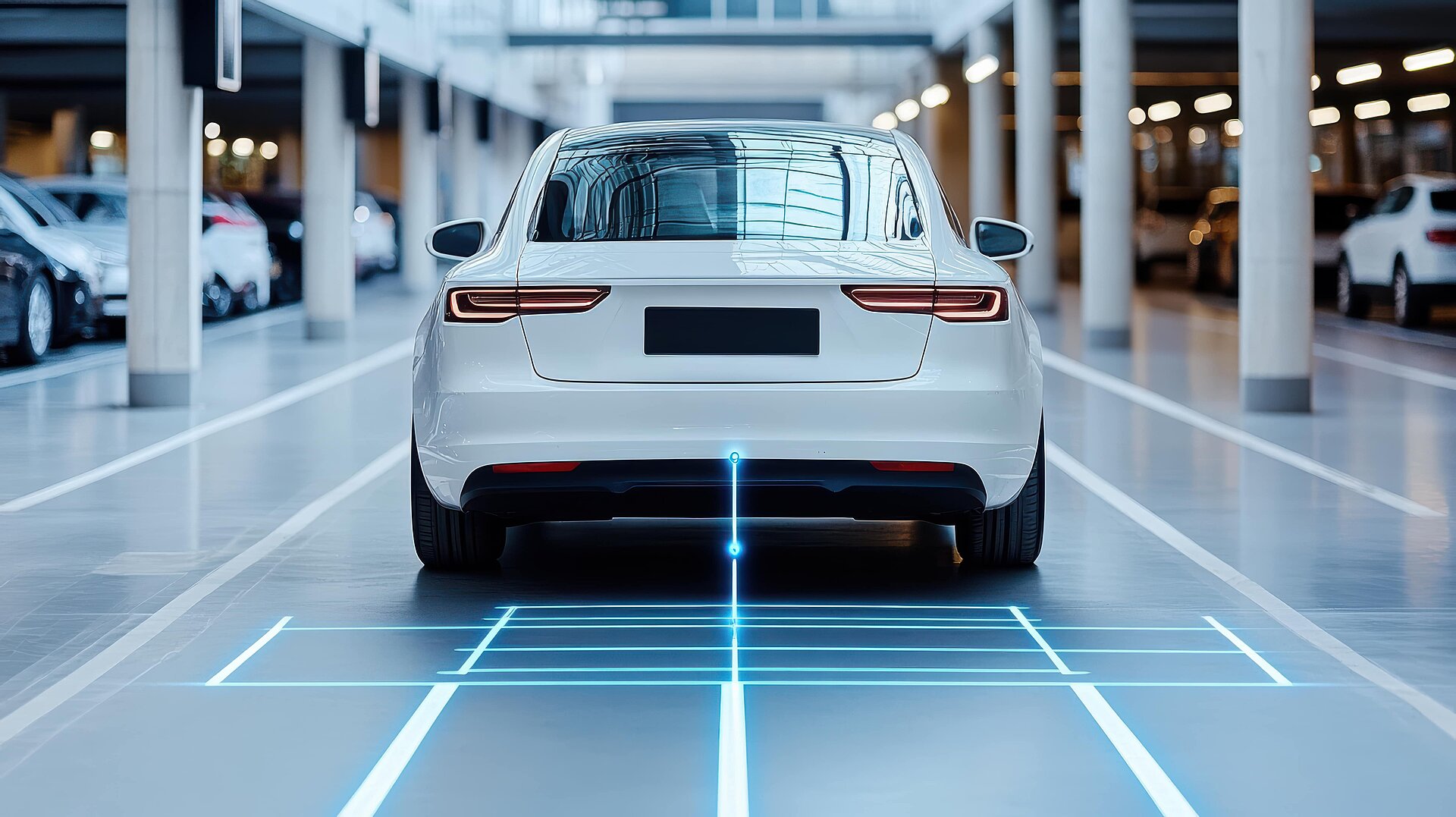 Une voiture blanche aux lignes futuristes