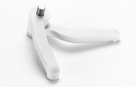 White salt core for foundry technology against a white background