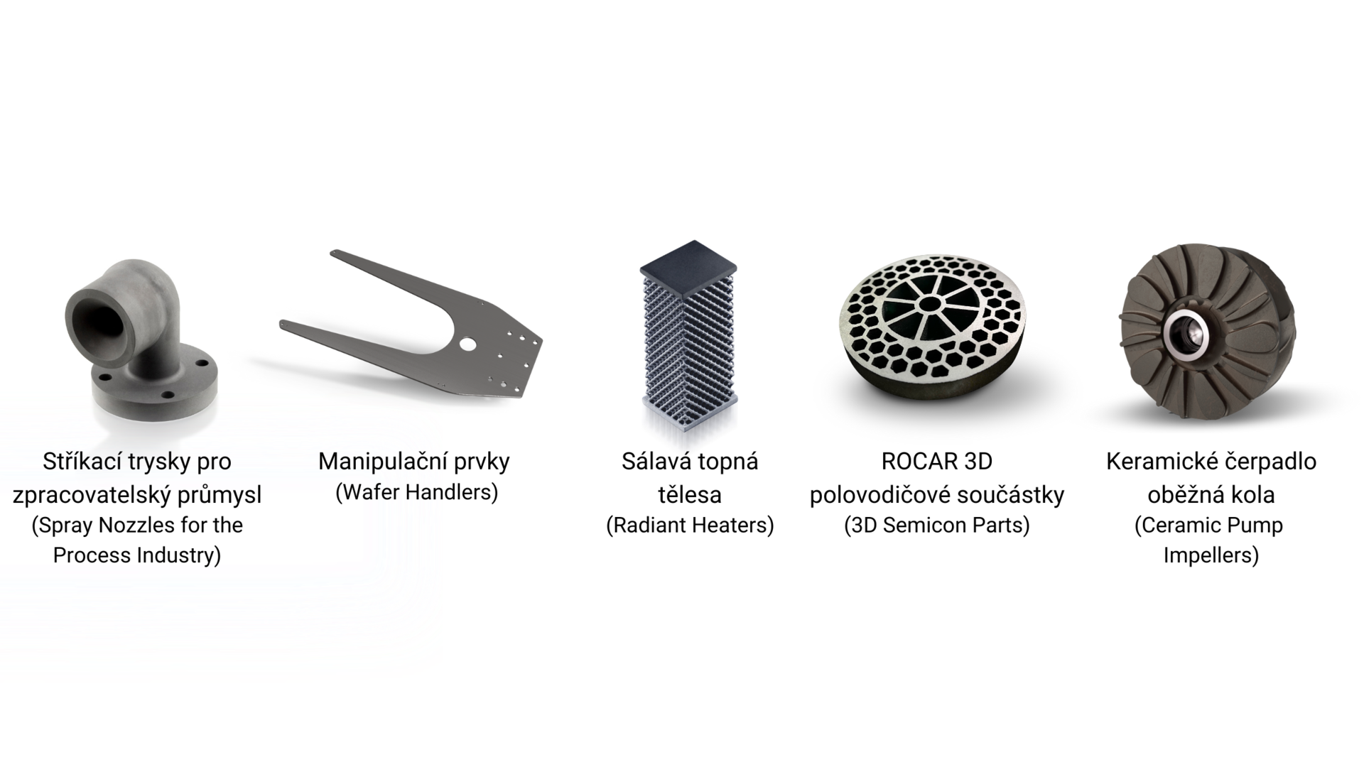 Příkladné keramické výrobky CeramTec pro řešení 3d tisku