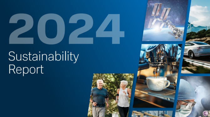 Titelbild des CeramTec ESG-Bericht 2024 mit Einblick in verschiedene Geschäftsbereiche in Medizintechnik und Industrie