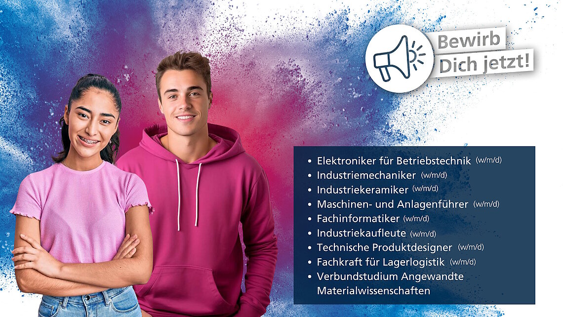 Web-News-Bild zum Ausbildungsstart bei CeramTec in 2026 mit zahlreichen Ausbildungsberufen