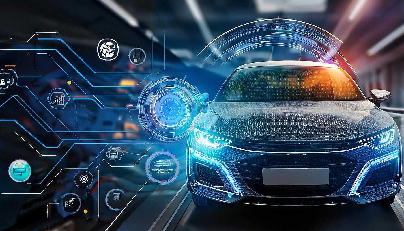 Représentation graphique futuriste d'une voiture de sport