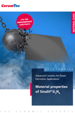 Page de couverture de la brochure CeramTec sur les substrats en nitrure de silicium
