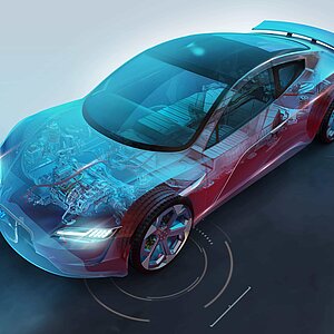 CeramTec Electric Ceramcar en bleu futuriste