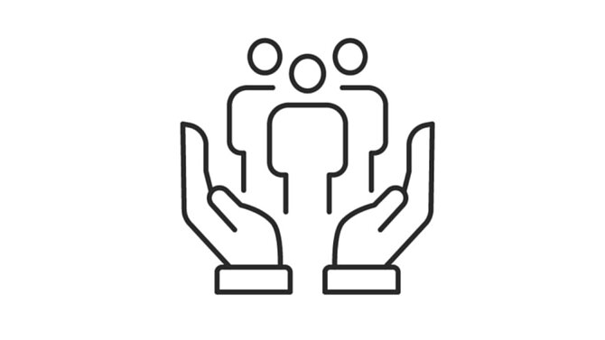 Grafik Menschen in einer Hand