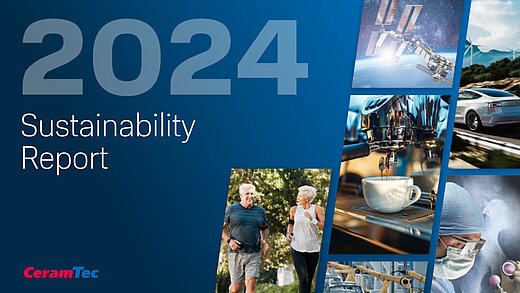 Cover image of the CeramTec Sustainability Report 2024 with an overview of the most important markets