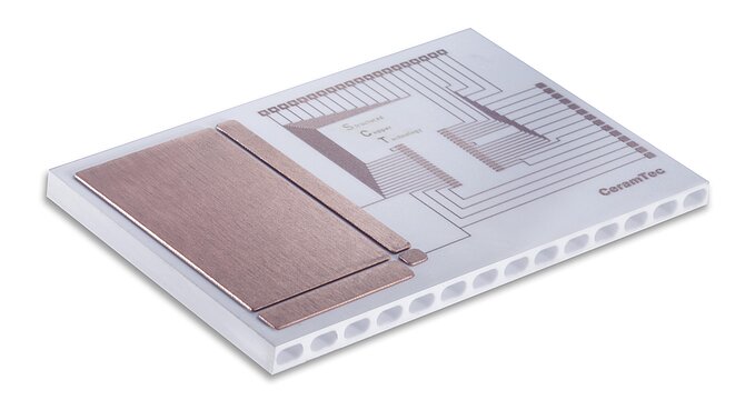 Ceramic heat sink for high-performance electronics on a white background