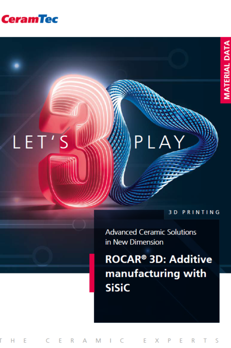 Titel des CeramTec-Datenblatts zu 3D-Lösungen aus Hochleistungskeramik mit Siliziumkarbid