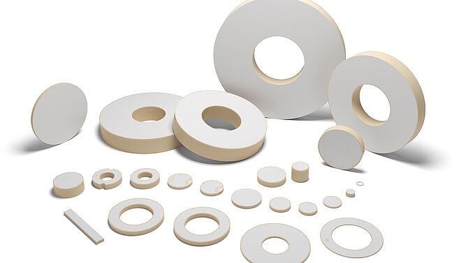 Different products made of lead-free piezo ceramics