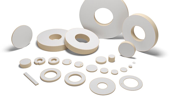 Different products made of lead-free piezo ceramics