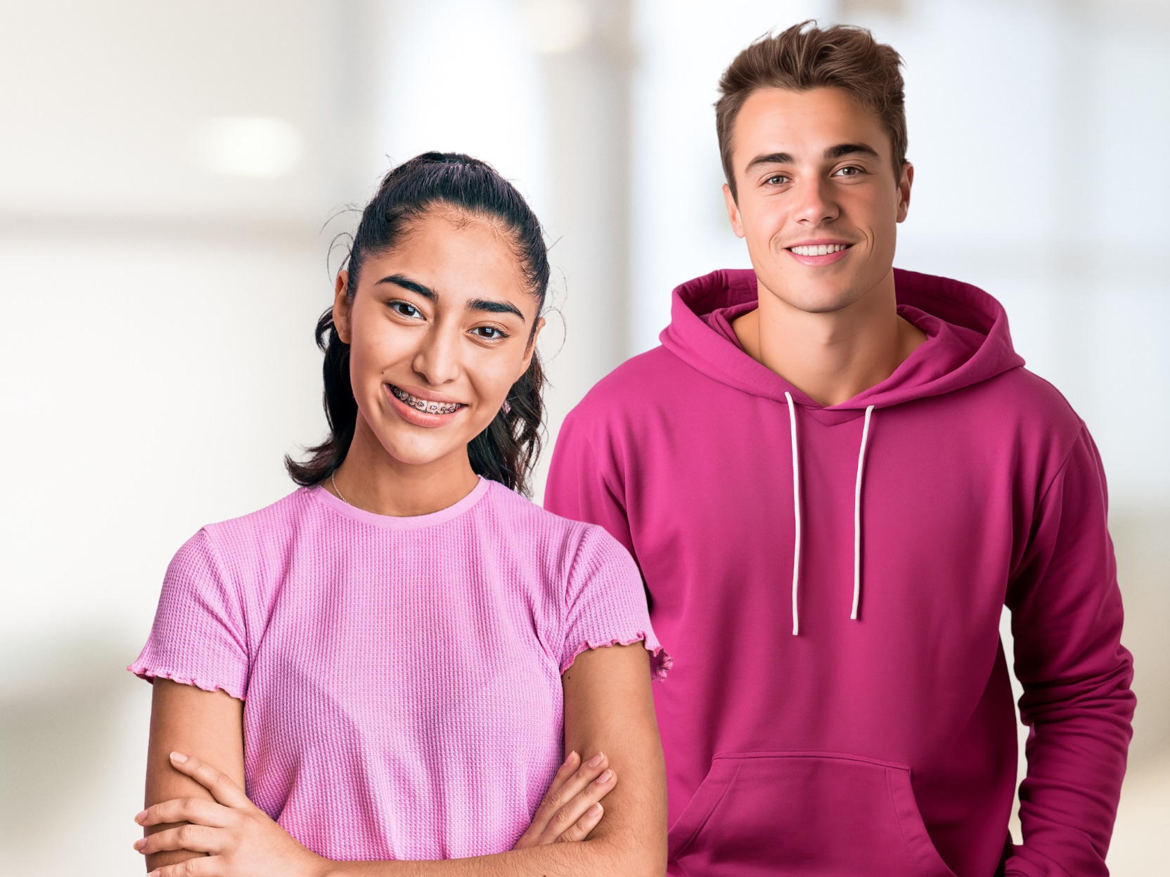 Mobile Ansicht Schüler-Bereich mit einer Schülerin und einem Schüler