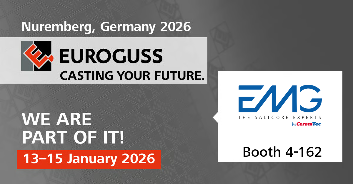 Teaser zum Messe-Auftritt von EMG Saltcores bei der EUROGUSS 2026 in Nürnberg