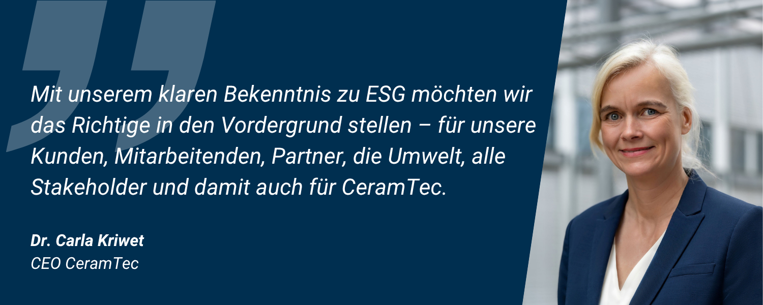Zitat zur ESG Strategie von Dr. Carla Kriwet, CEO der CeramTec Grupe