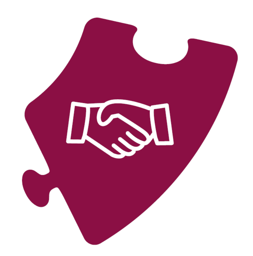 Ein Puzzlestück mit schüttelnden Händen darauf