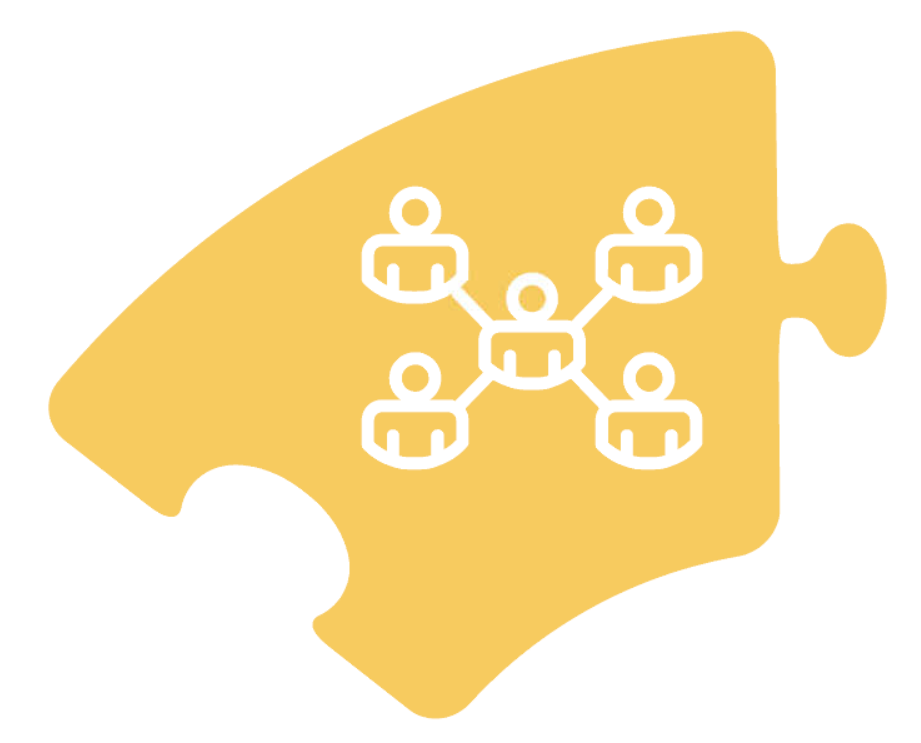 Ein gelbes Puzzlestück mit einem Netz darauf